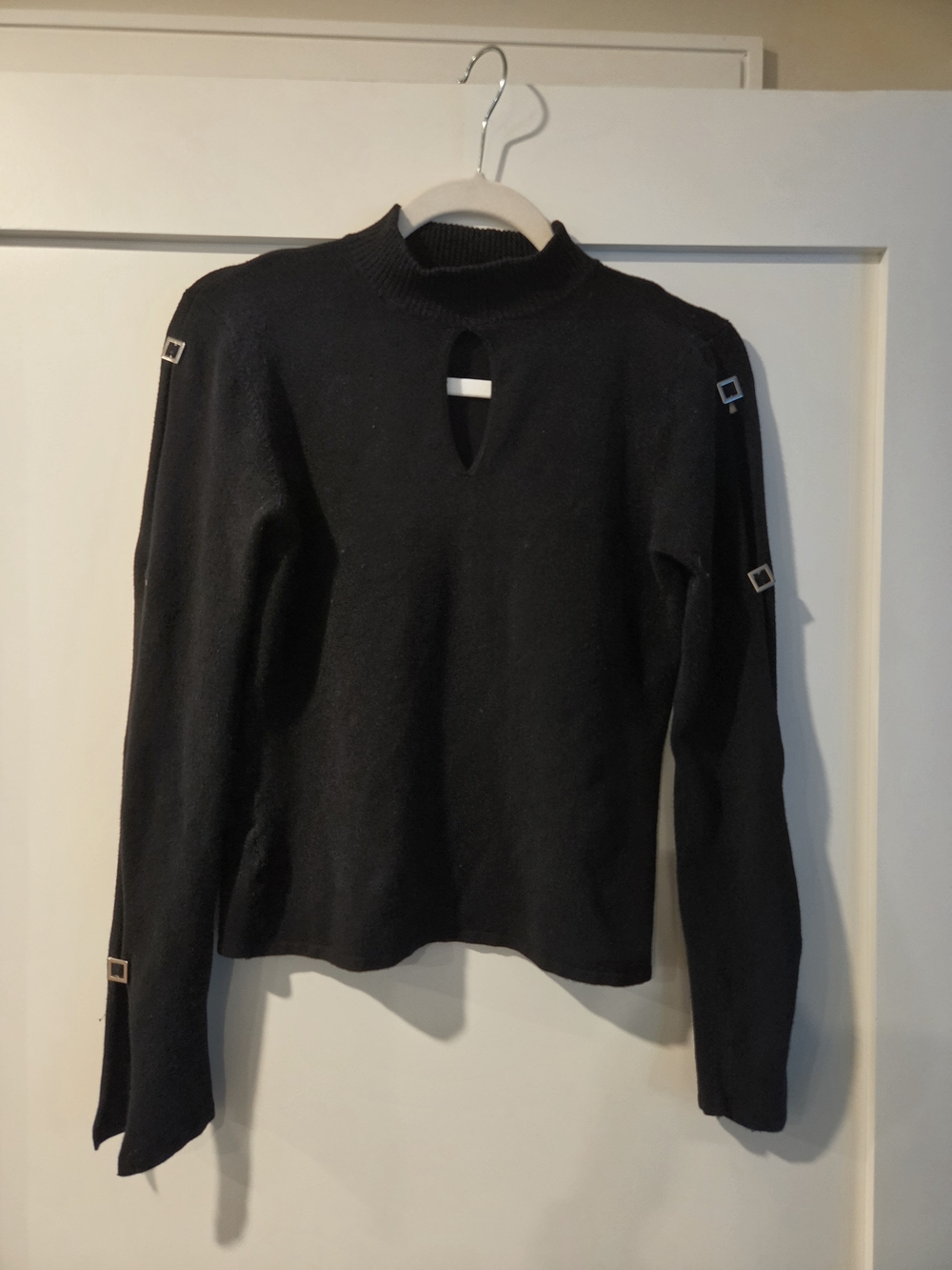 Vans Black Mock Neck Keyhole Sweater with Square Hardware